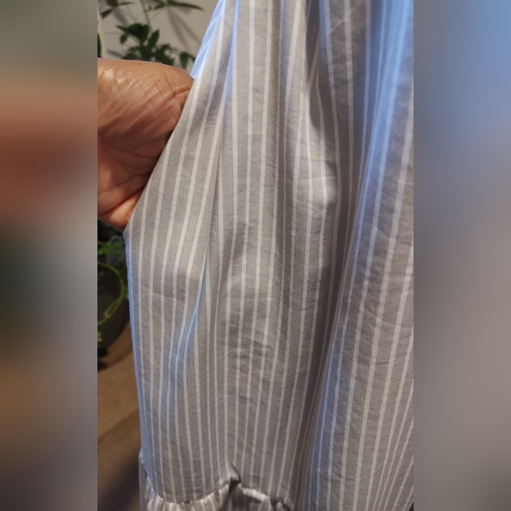 Cotton Blend Maxi Striped Dress With Cris Cross Straps Wedding Vacation Soft - Picture 5 of 10